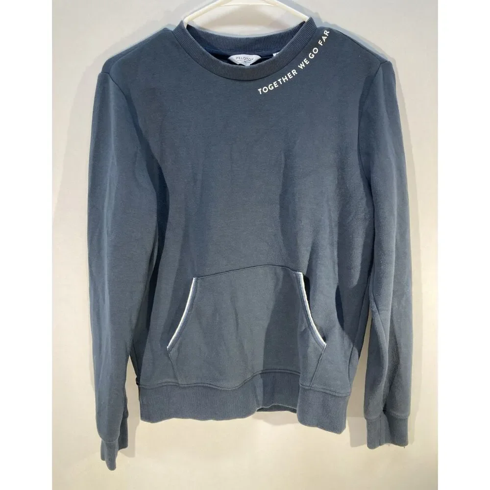 Peloton Elevate Pocket Crewneck Pullover XS Gray Blue Together We Go Far